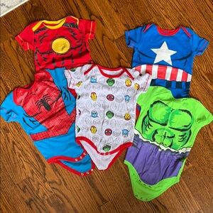 Marvel Superhero Baby Bodysuit Set - Red, Blue, Green, White
